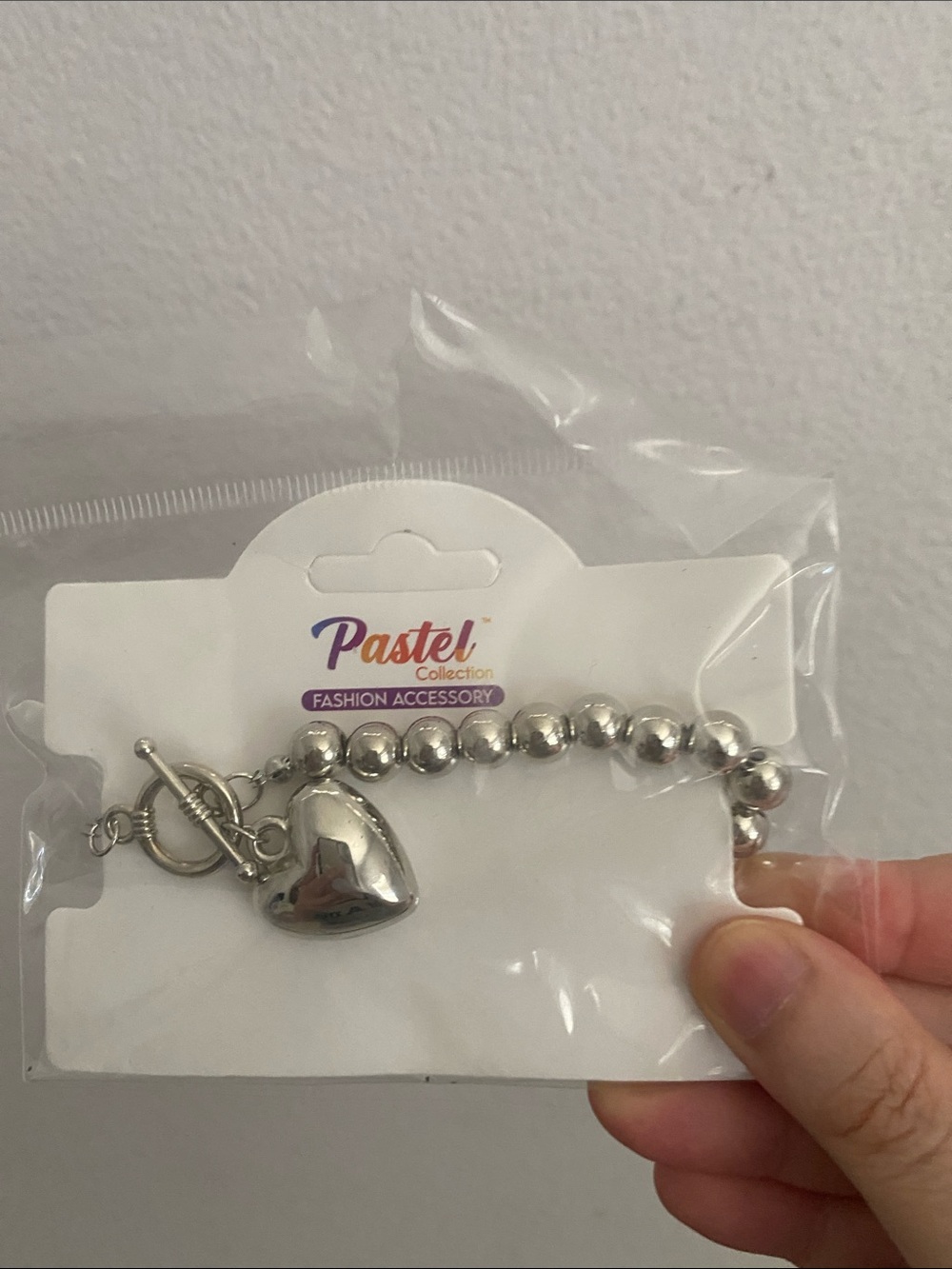 Silver Heart Bead Bracelet